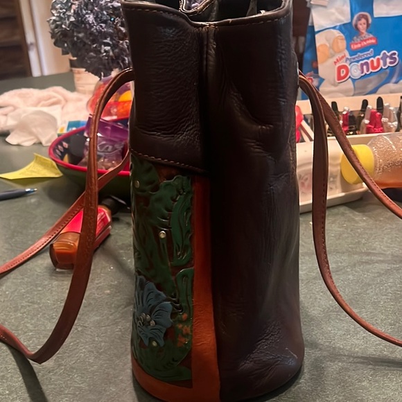 Montana Silversmiths Brown and Green Floral Shoulder Bag - Picture 8 of 9